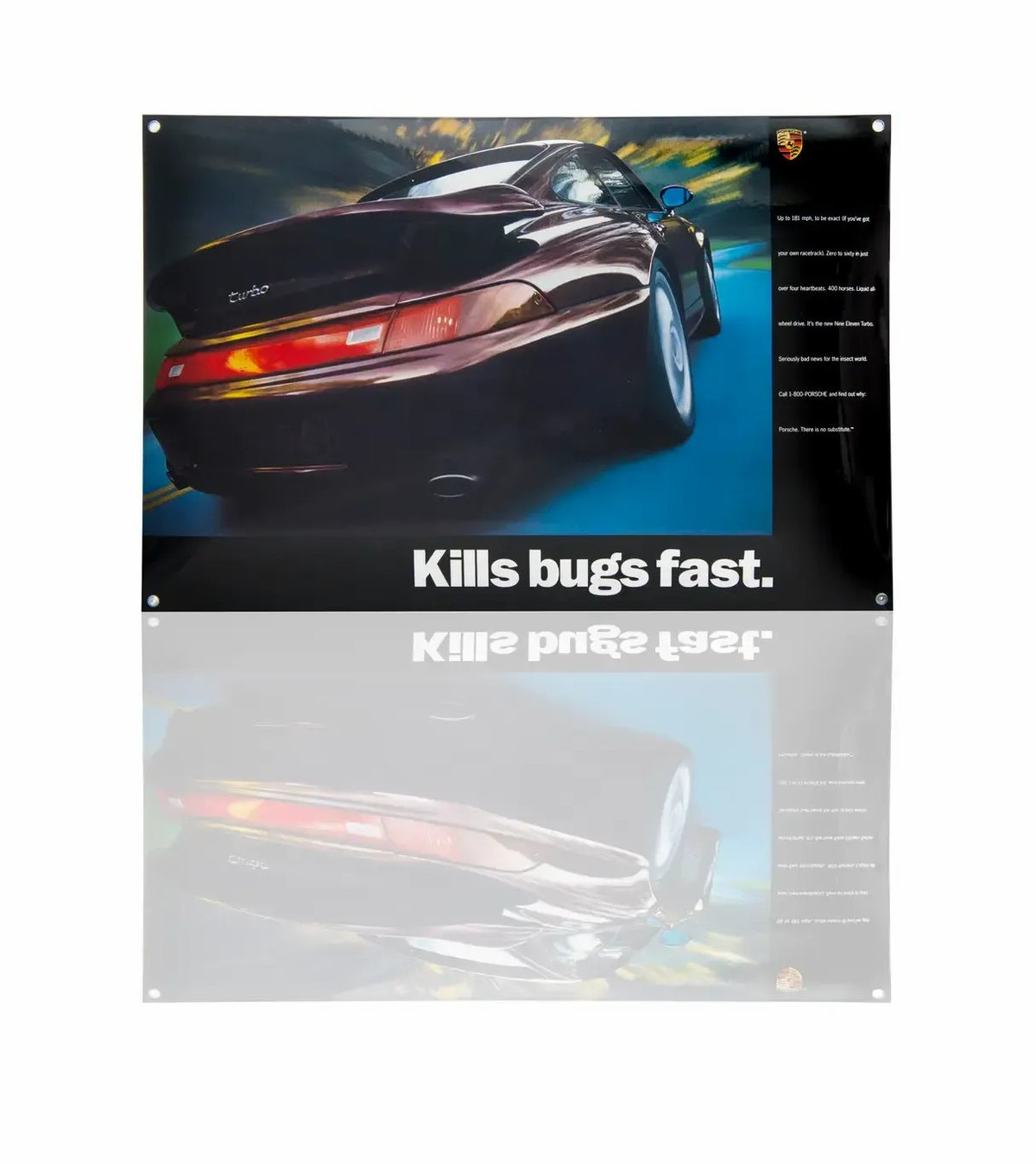 Porsche Classic 993 Turbo Enamel Sign | 'Kills bugs fast'