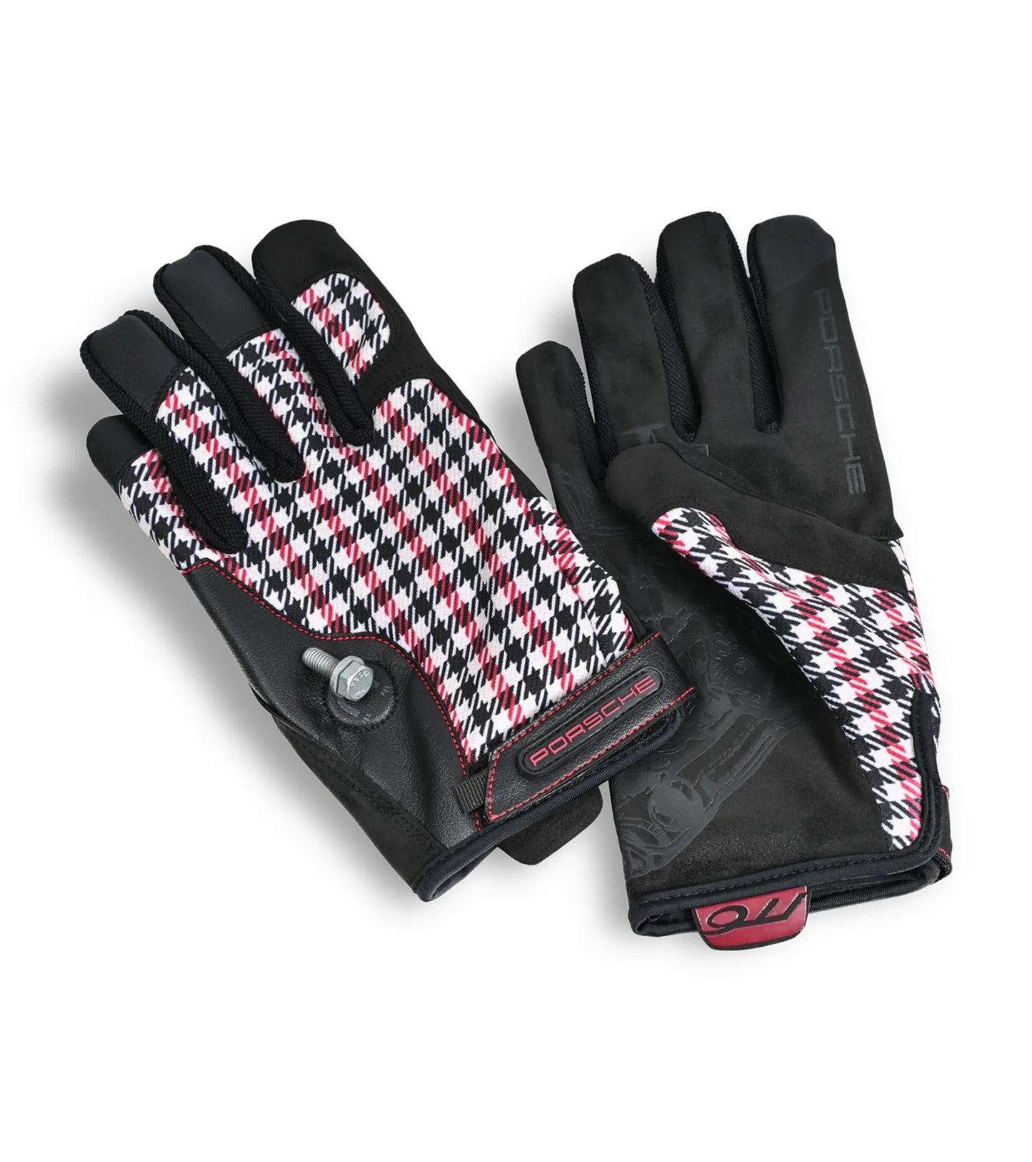 Porsche Classic Assembly Gloves in Red Pepita
