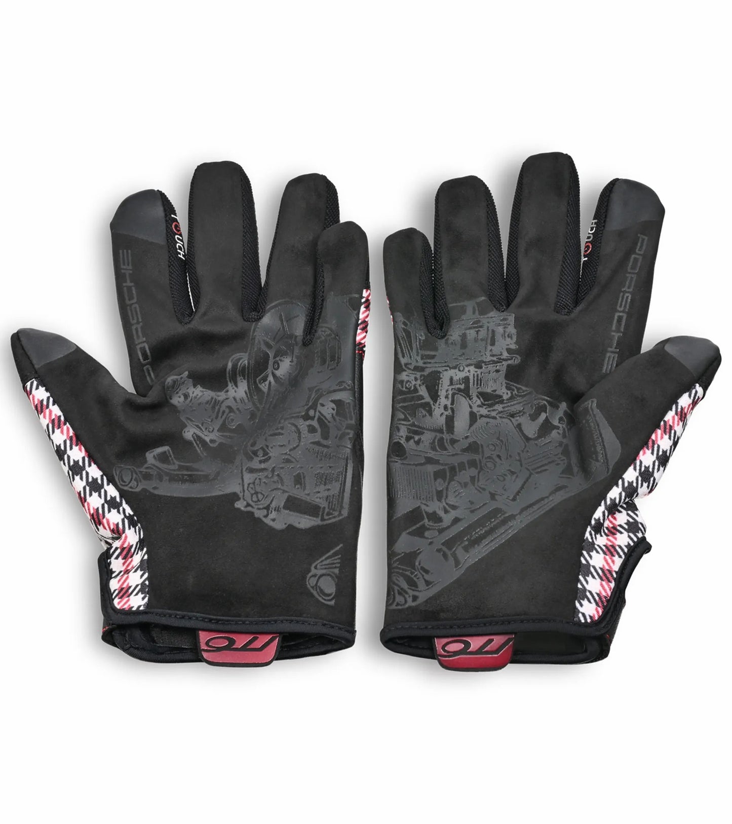 Porsche Classic Assembly Gloves in Red Pepita