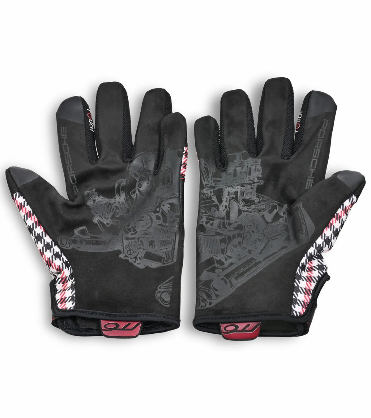 Porsche Classic Assembly Gloves in Red Pepita