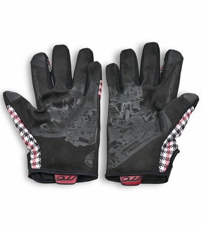 Porsche Classic Assembly Gloves in Red Pepita